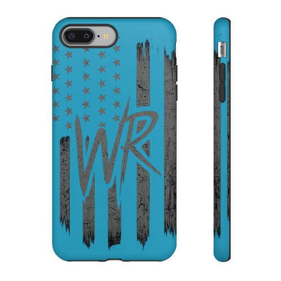 Patriotic blue 'WR' flag tough phone case by Printify, featuring a durable design and vibrant flag graphic.