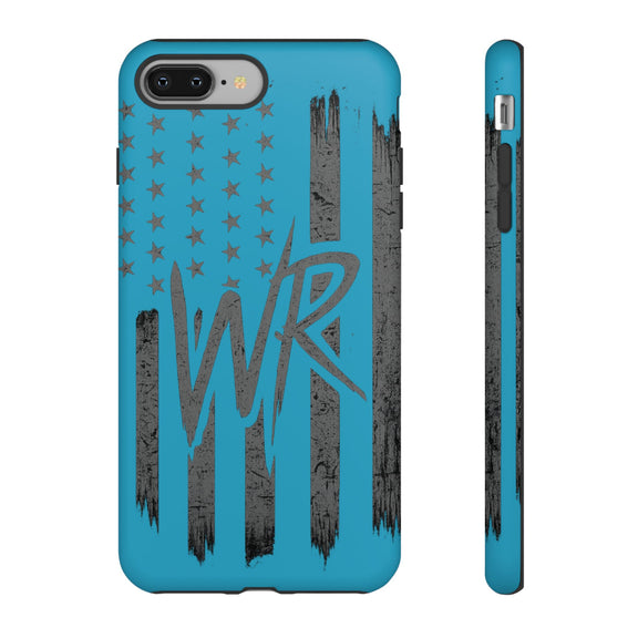 Patriotic blue 'WR' flag tough phone case by Printify, featuring a durable design and vibrant flag graphic.