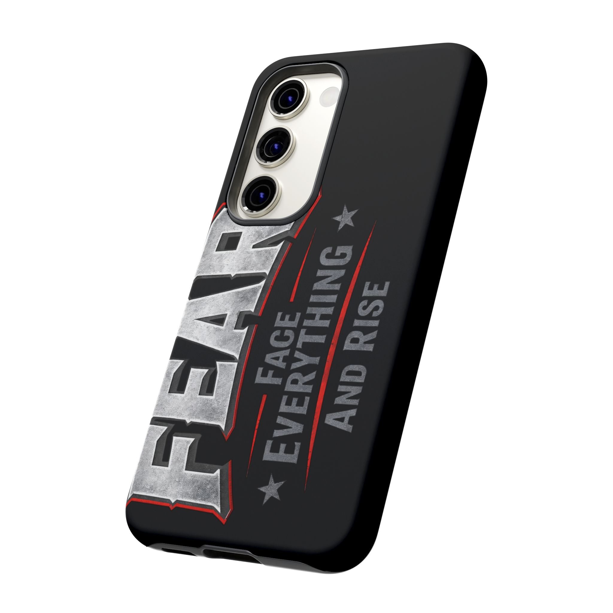 Fear Face Everything and Rise Phone Case by Printify, featuring a motivational design on a sleek phone case.