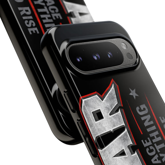 Fear Face Everything and Rise phone case by Printify featuring a motivational design on a sleek protective cover.