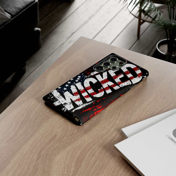 Distressed American flag phone case with "VETERAN" graphic, offering rugged protection for smartphones by Printify.