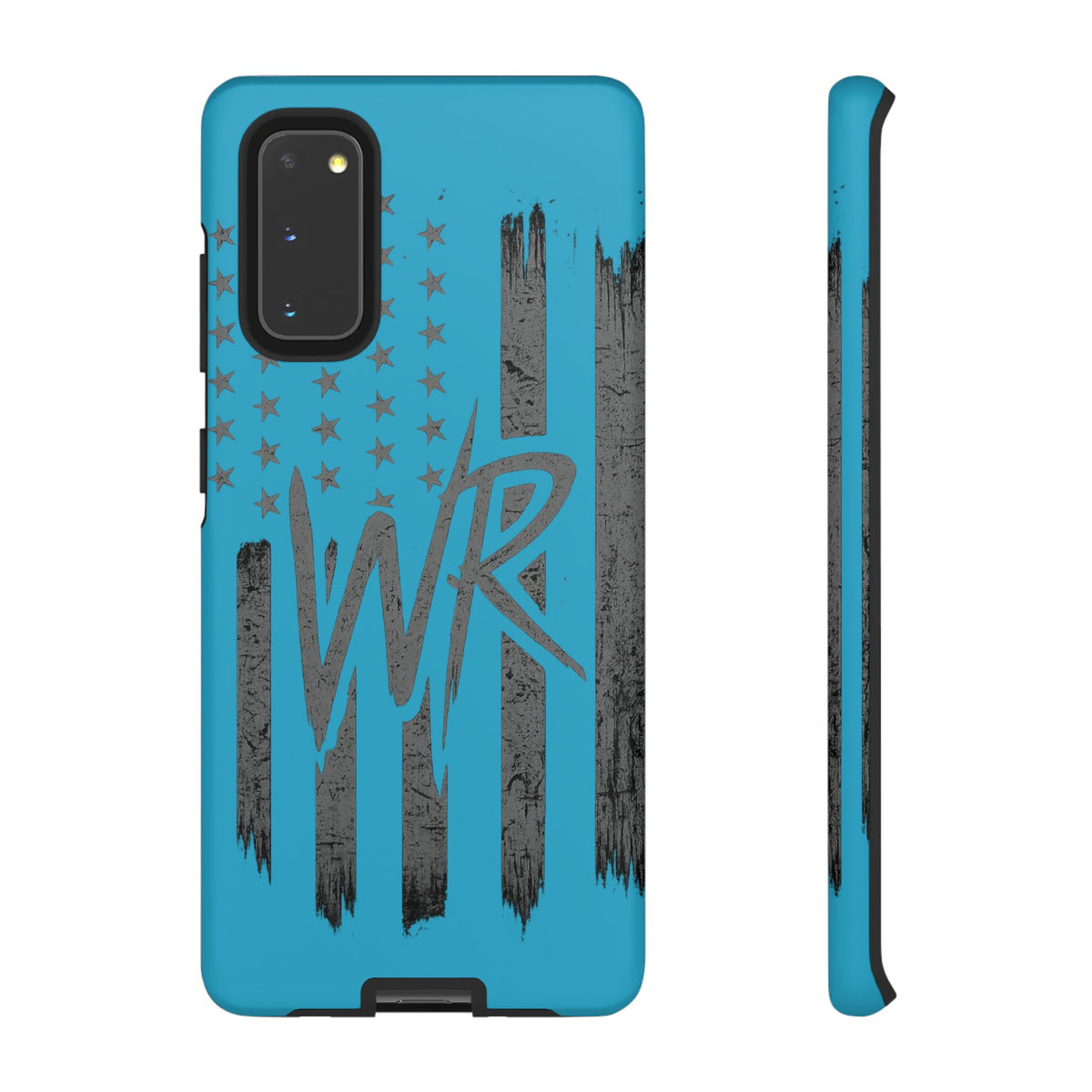 Patriotic blue 'WR' flag tough phone case by Printify, featuring a durable design with bold flag graphics.