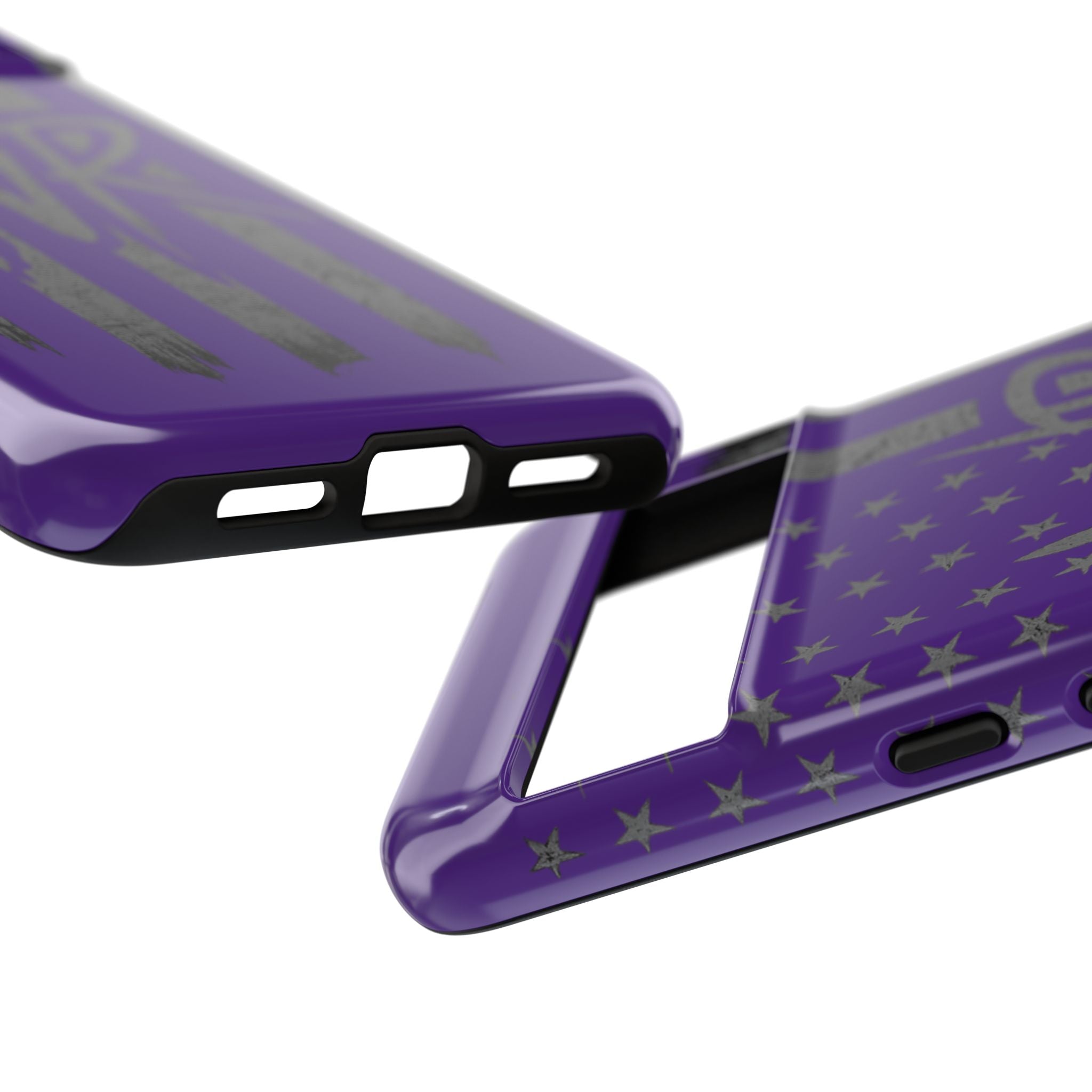 Purple 'WR' flag tough phone case by Printify, showcasing a durable design with vibrant colors and precise cutouts.