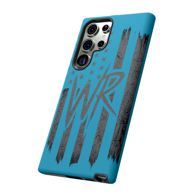 Patriotic blue 'WR' flag tough phone case by Printify, showcasing a durable design with vibrant flag graphics.
