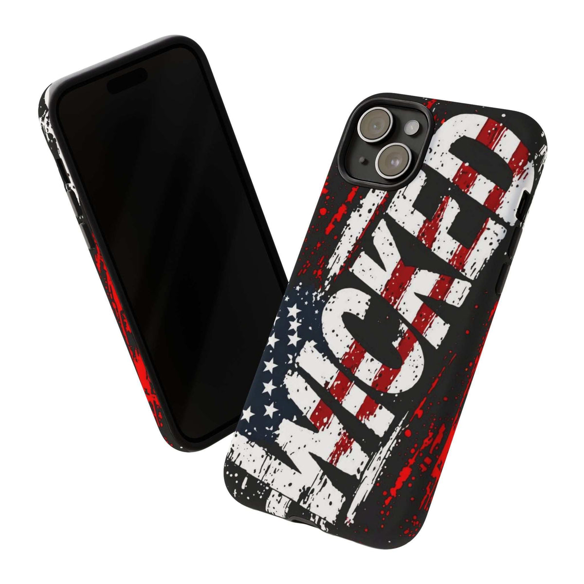 Distressed American flag phone case with "VETERAN" graphic by Printify, showcasing rugged patriotic design and durable protection.