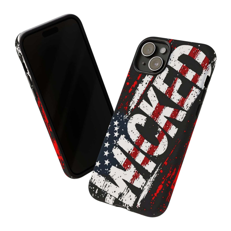 Distressed American flag phone case with "VETERAN" graphic by Printify, showcasing rugged patriotic design and durable protection.