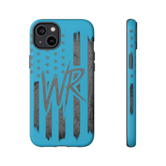 Patriotic blue 'WR' flag tough phone case by Printify, showcasing a durable design with vibrant flag graphics.