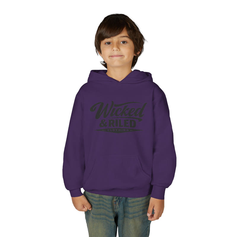 Youth Hoodie Distressed American Flag with 'WR' Front & 'Fear Face Everything And Rise' Motivational Back - Wicked & Riled Clothing