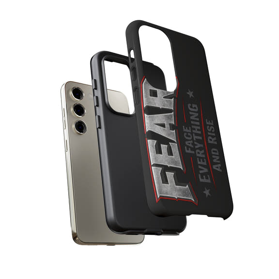 Fear — Face Everything and Rise phone case by Printify, showcasing a motivational design on a sleek mobile cover.