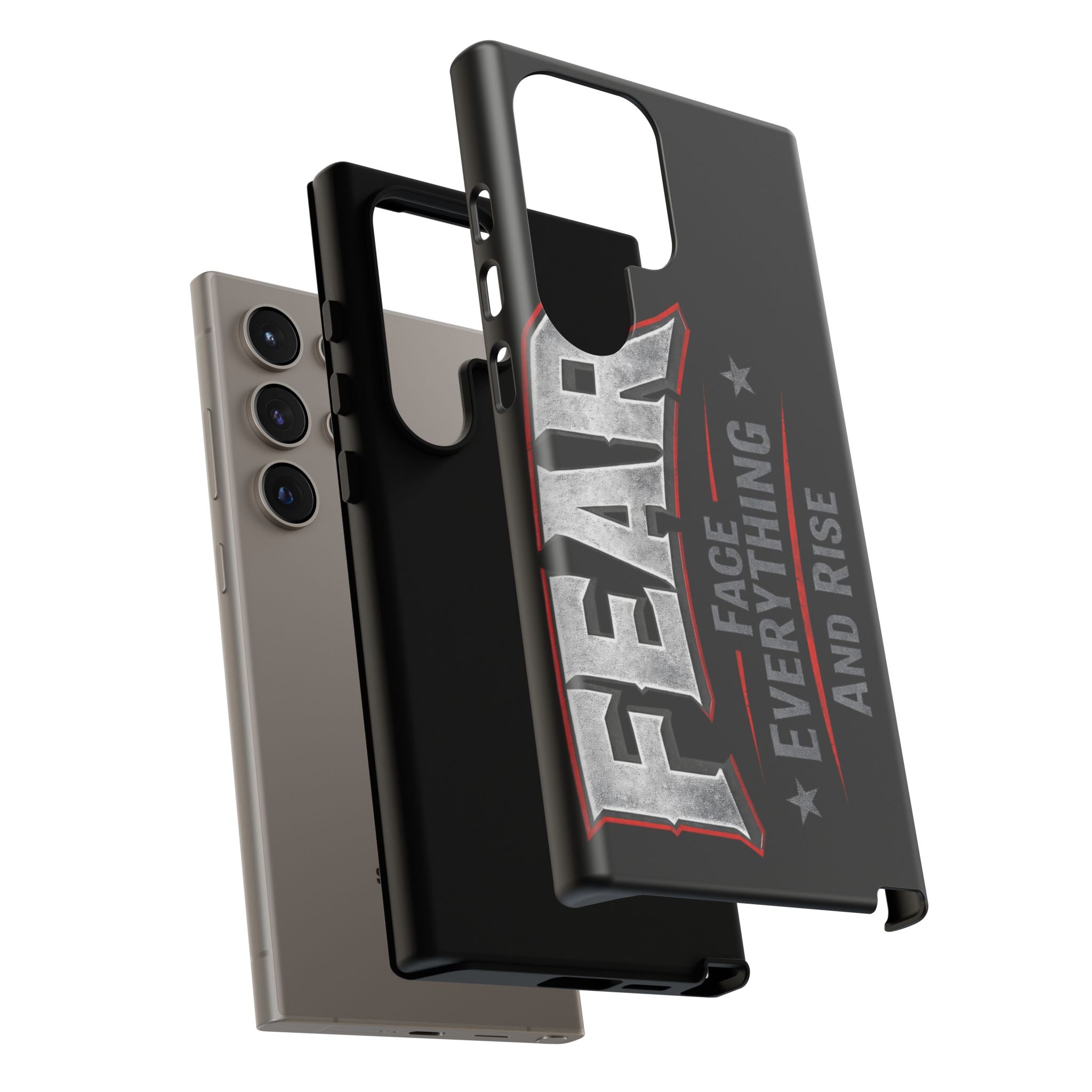 Fear Face Everything and Rise phone case by Printify, featuring a bold design and durable protection for smartphones.