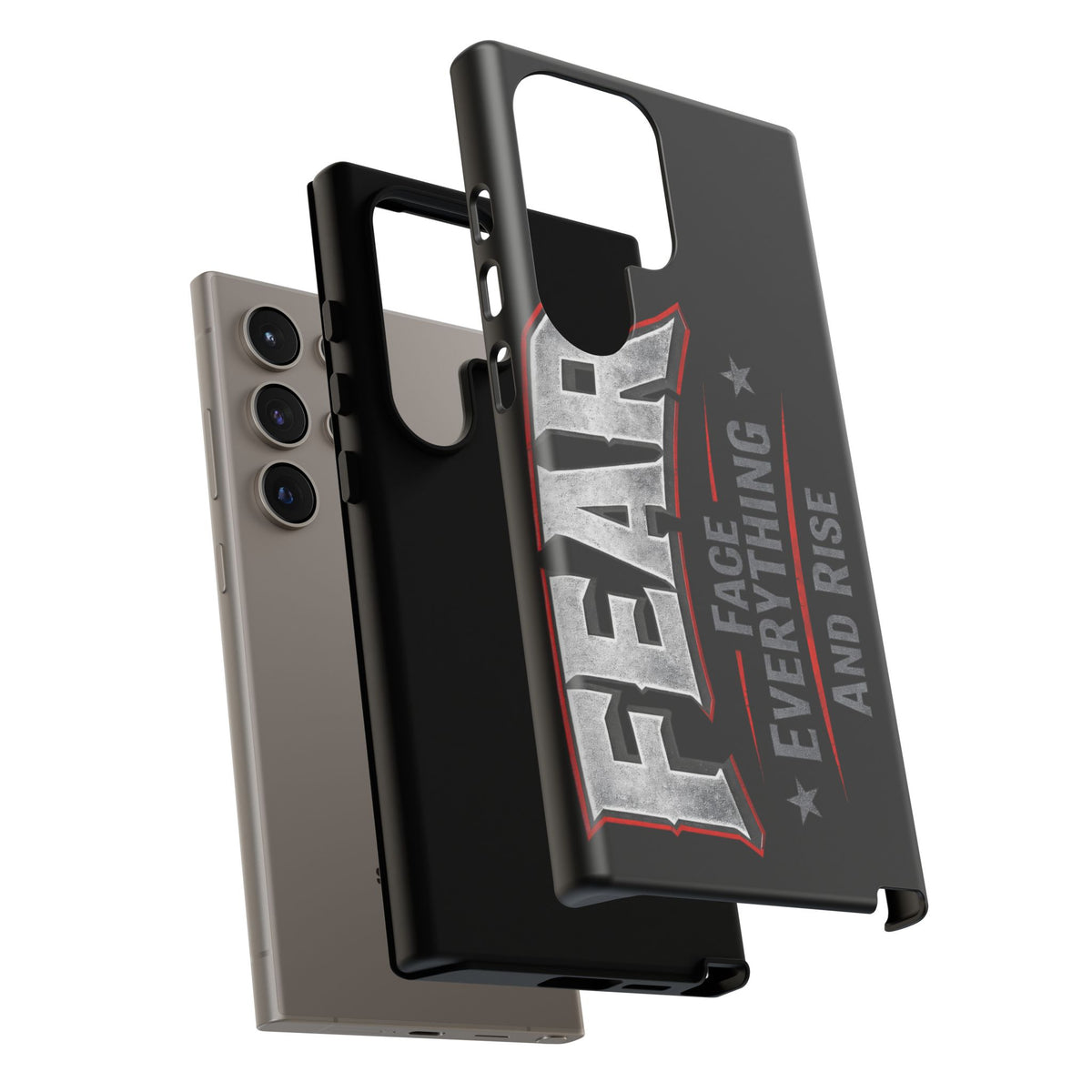 Fear Face Everything and Rise phone case by Printify, featuring a bold design and durable protection for smartphones.
