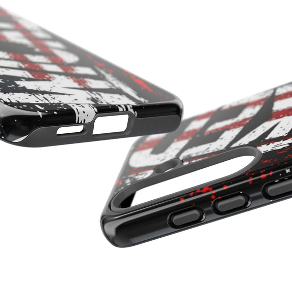 Distressed American flag phone case with "VETERAN" graphic by Printify, showcasing rugged patriotic design.