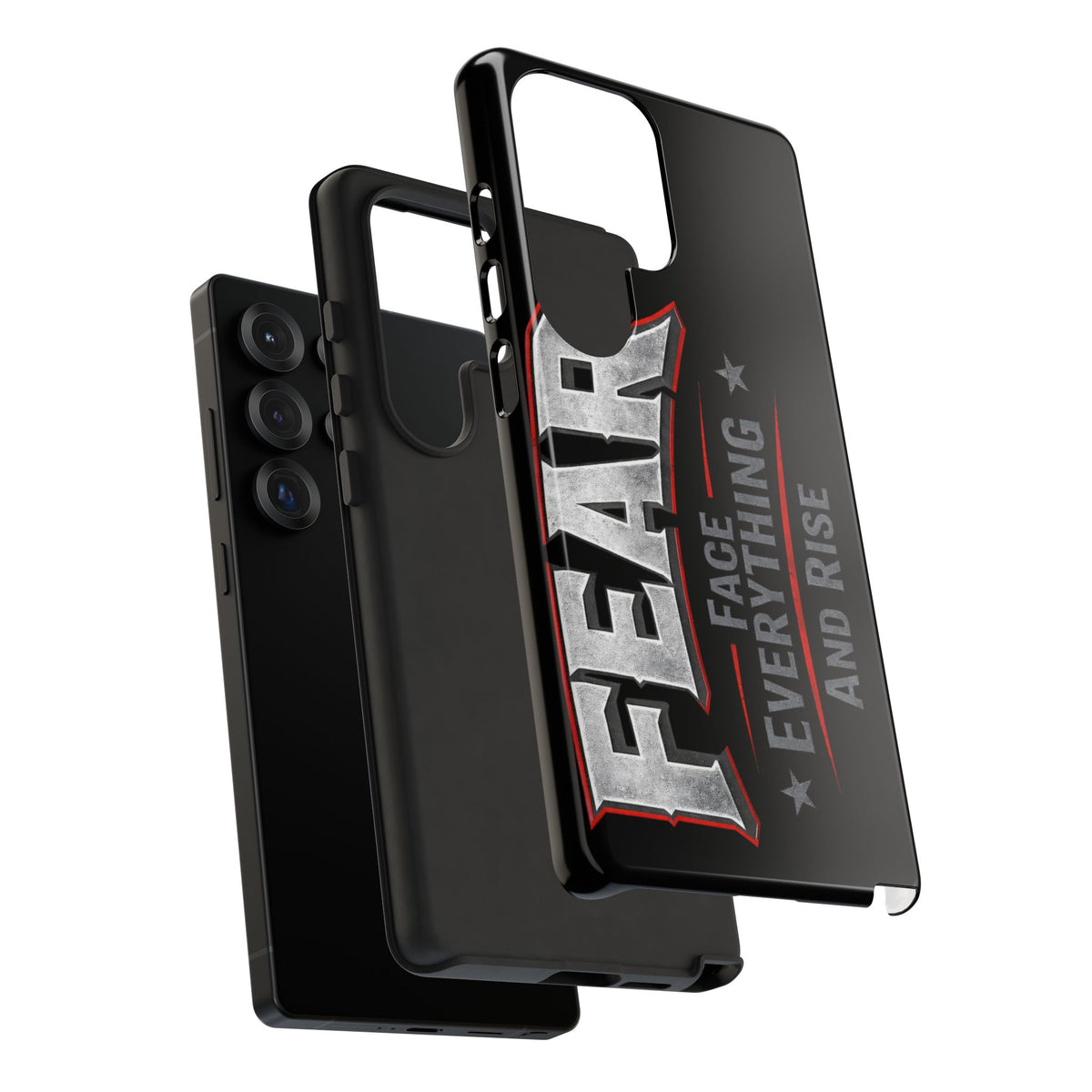 Fear Face Everything and Rise Phone Case by Printify featuring a bold design and durable protection for smartphones.