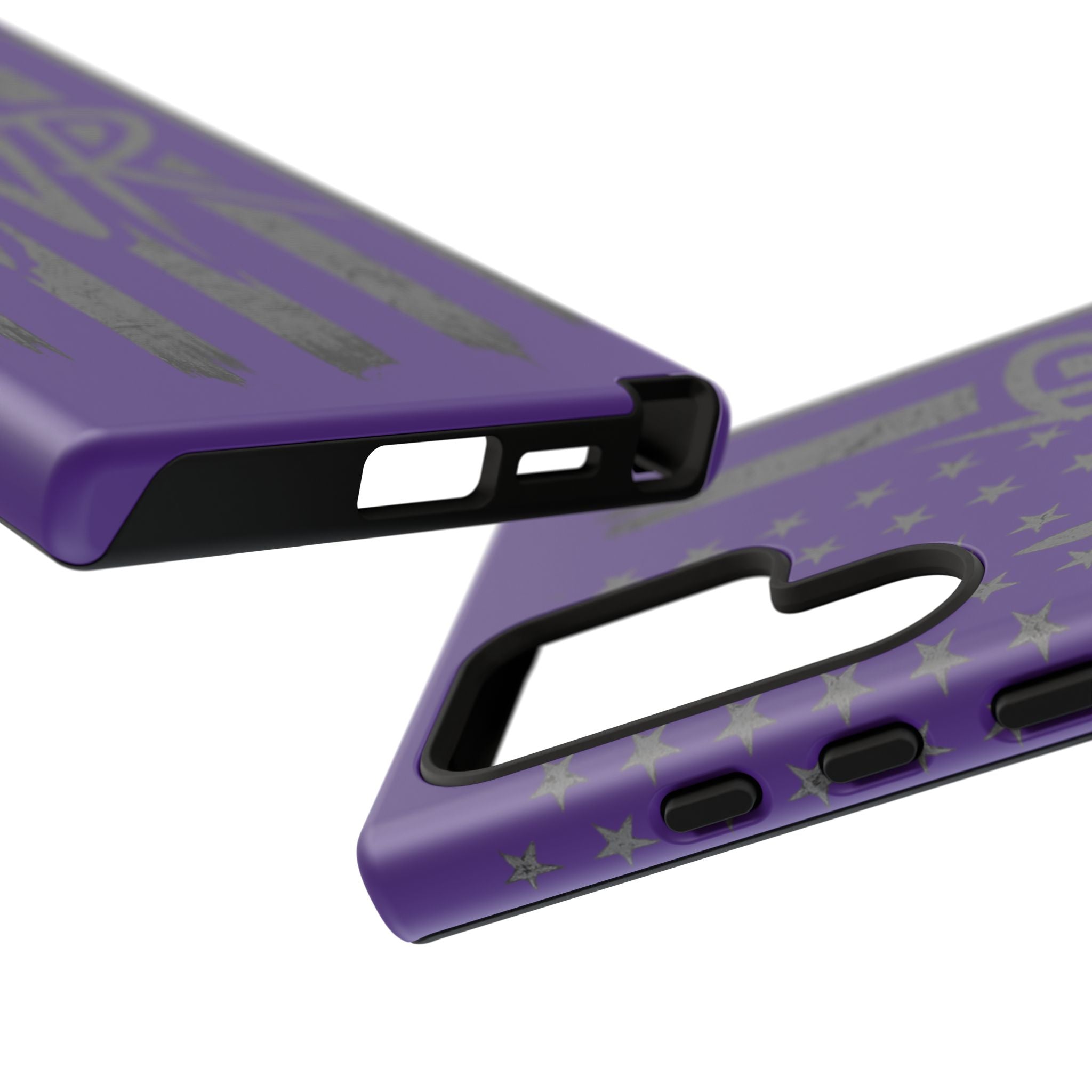 Purple 'WR' flag tough phone case by Printify, featuring a durable design and vibrant color for enhanced protection.