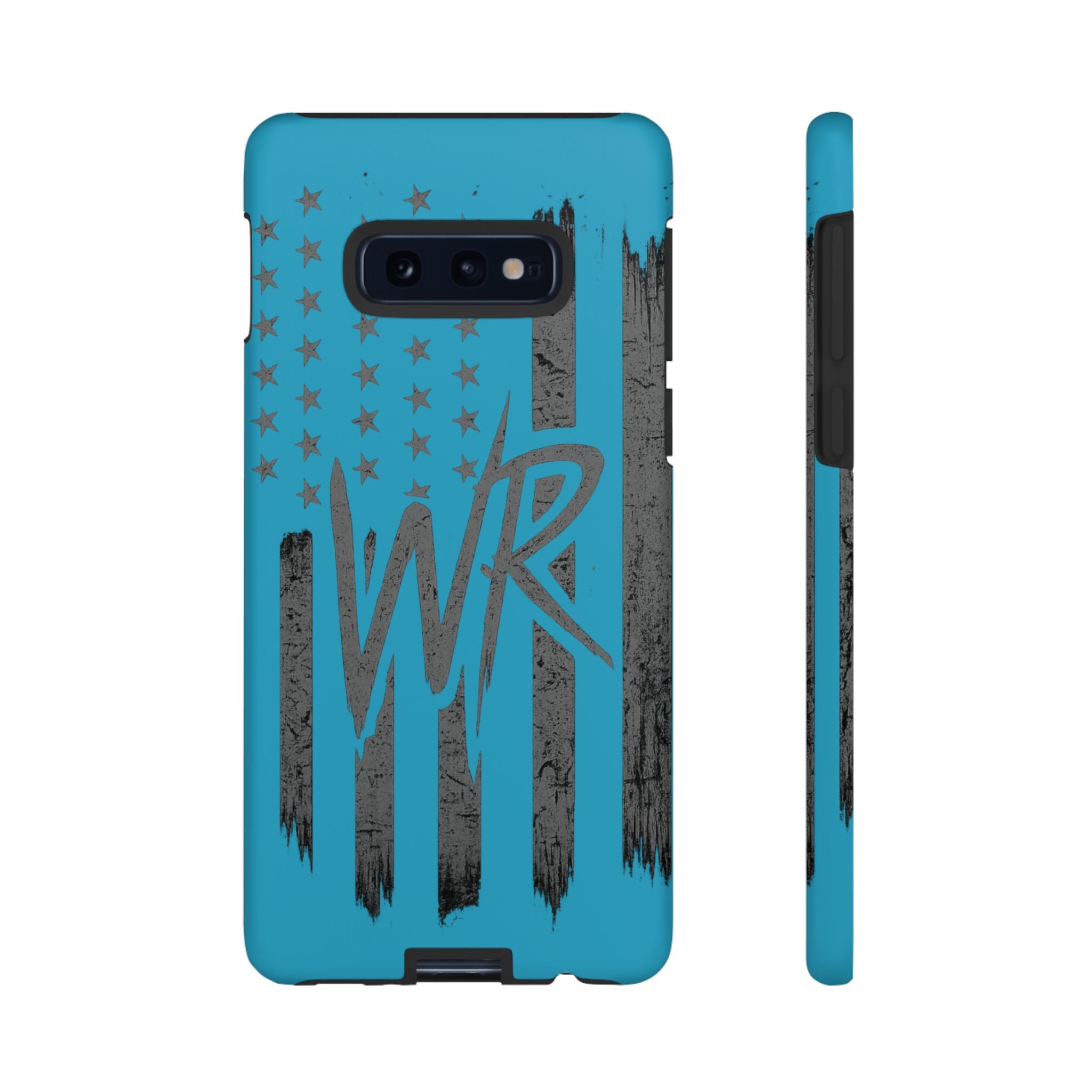 Patriotic blue 'WR' flag tough phone case by Printify featuring a durable design and vibrant flag graphics.