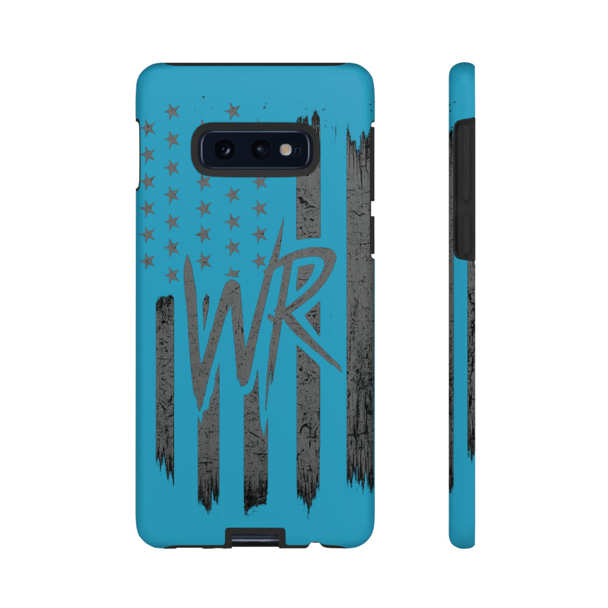 Patriotic blue 'WR' flag tough phone case by Printify featuring a durable design and vibrant flag graphics.