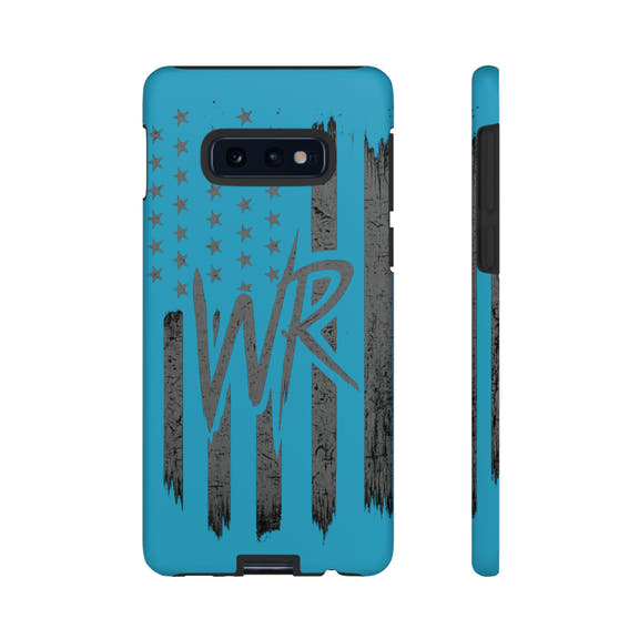 Patriotic blue 'WR' flag tough phone case by Printify featuring a durable design and vibrant flag graphics.