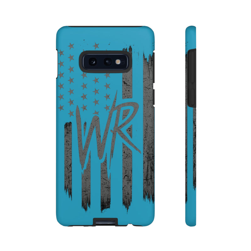 Patriotic blue 'WR' flag tough phone case by Printify featuring a durable design and vibrant flag graphics.