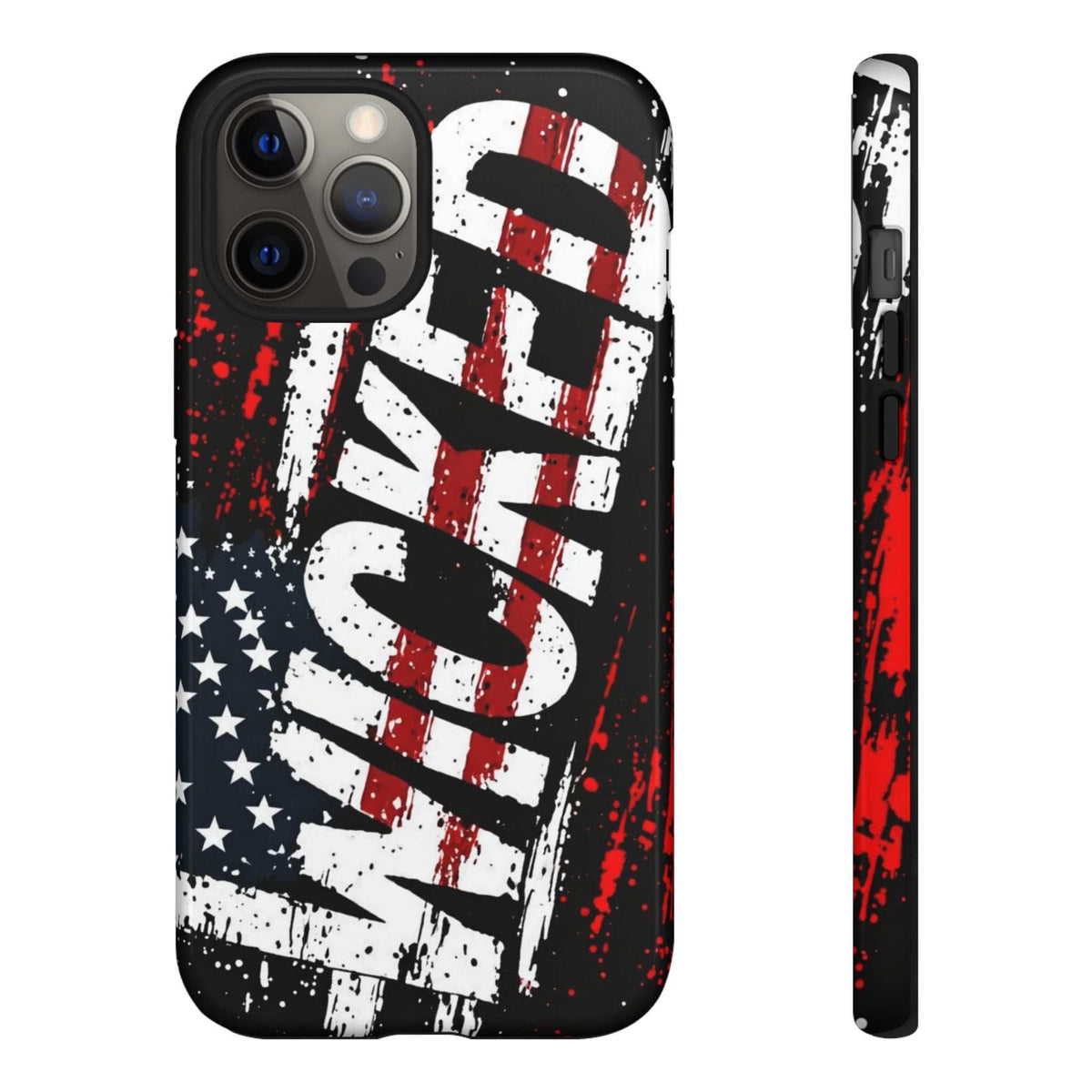 Distressed American Flag phone case with "VETERAN" graphic by Printify, showcasing rugged patriotic design.