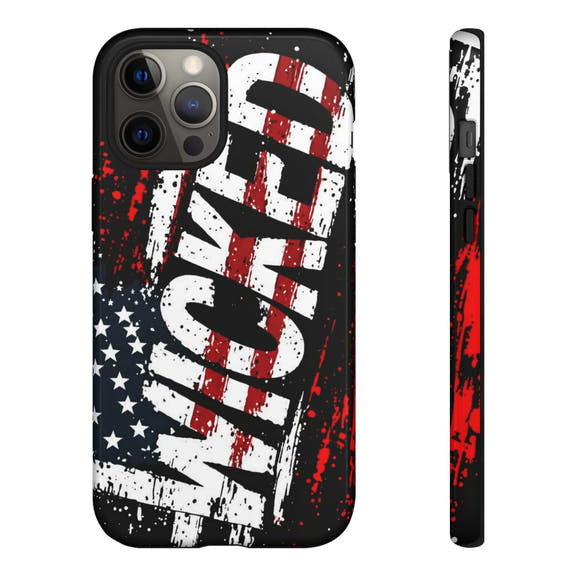 Distressed American Flag phone case with "VETERAN" graphic by Printify, showcasing rugged patriotic design.