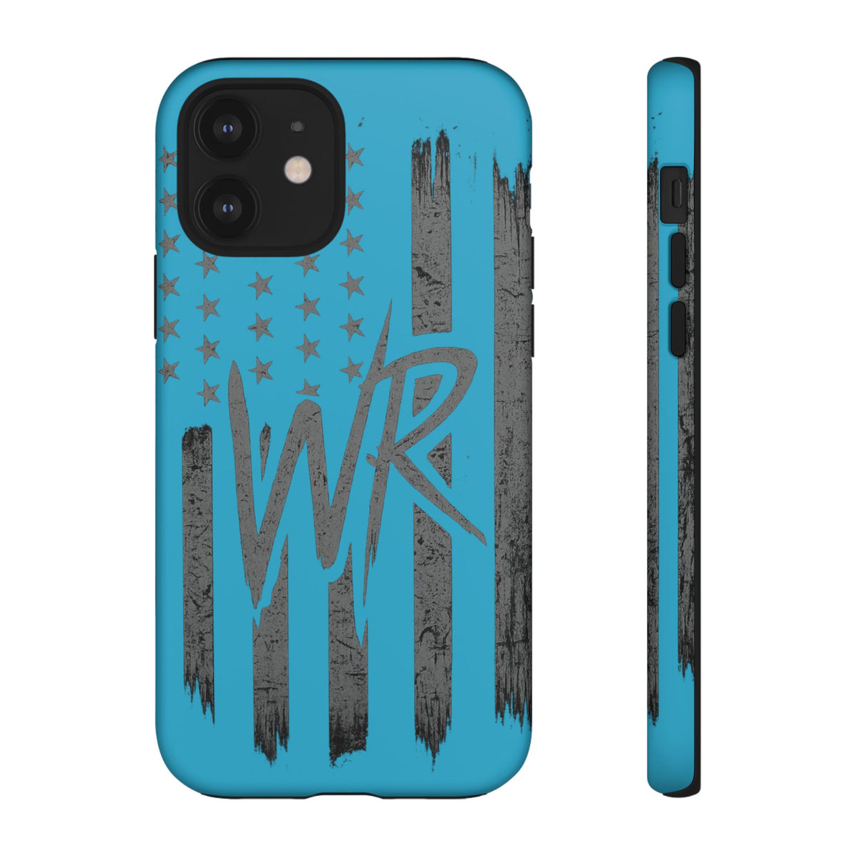Patriotic blue 'WR' flag tough phone case from Printify with durable design and vibrant colors.