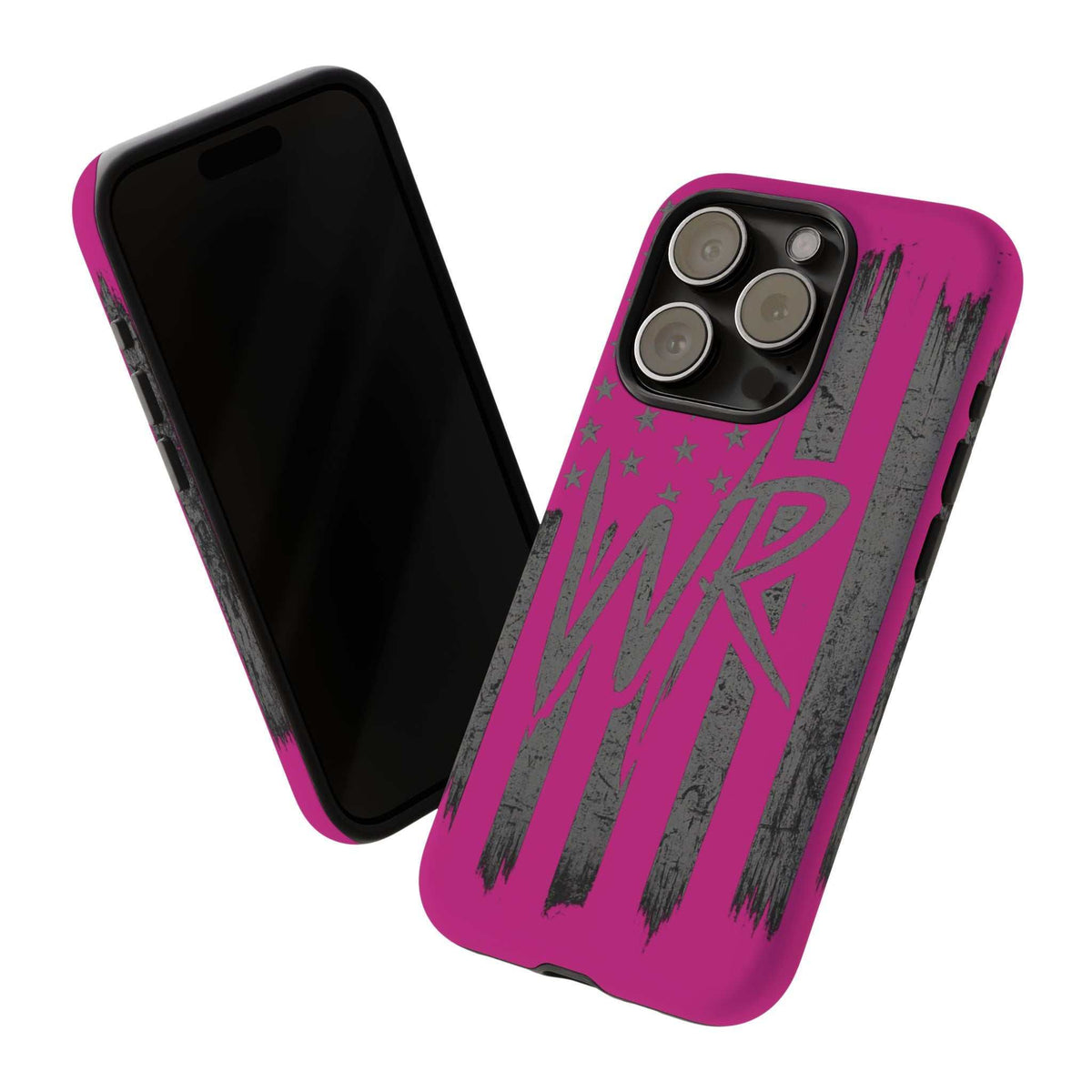Pink 'WR' Flag Tough Phone Case by Printify featuring durable protection and vibrant design for smartphones.