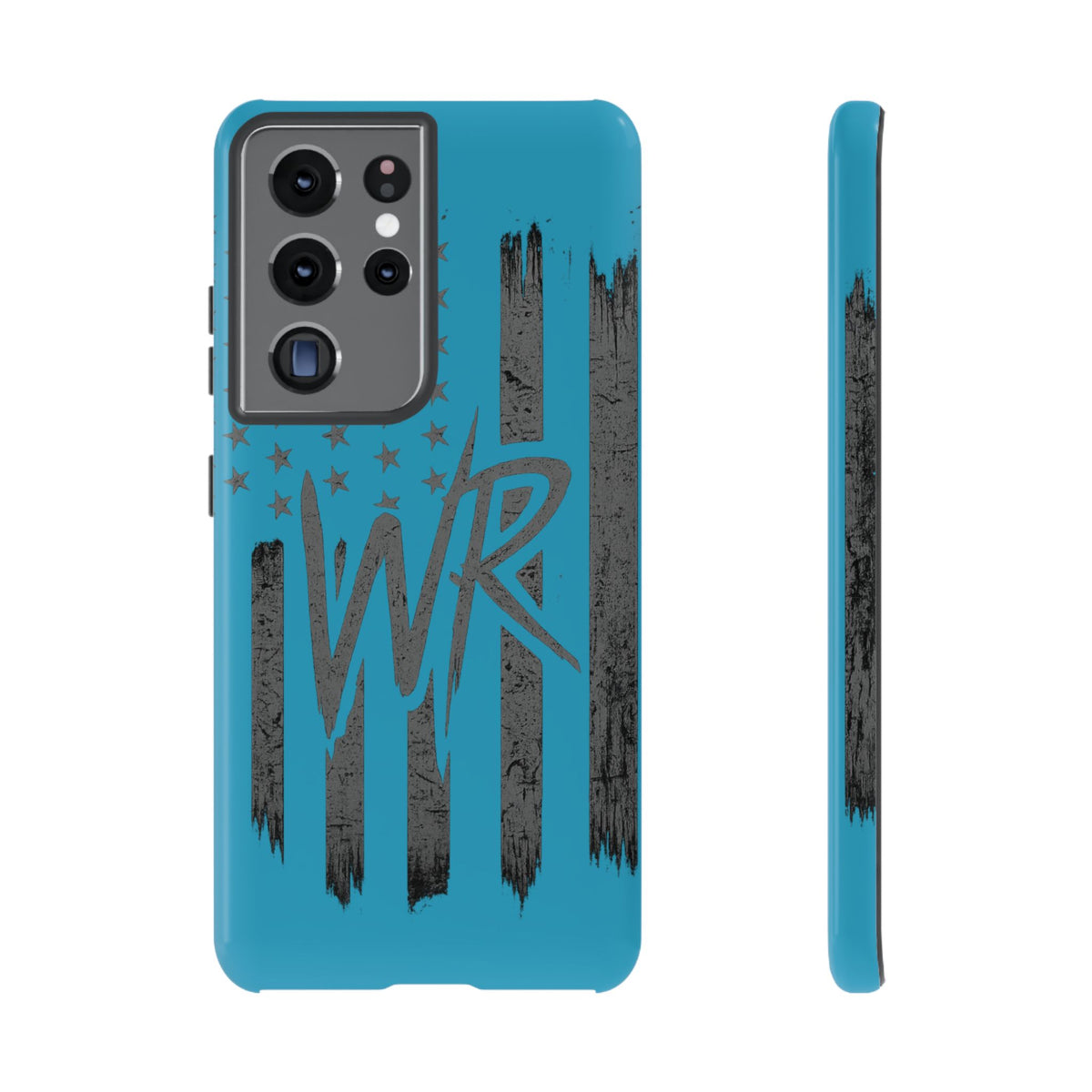 Patriotic blue 'WR' flag tough phone case by Printify featuring a durable design and vibrant flag graphics.