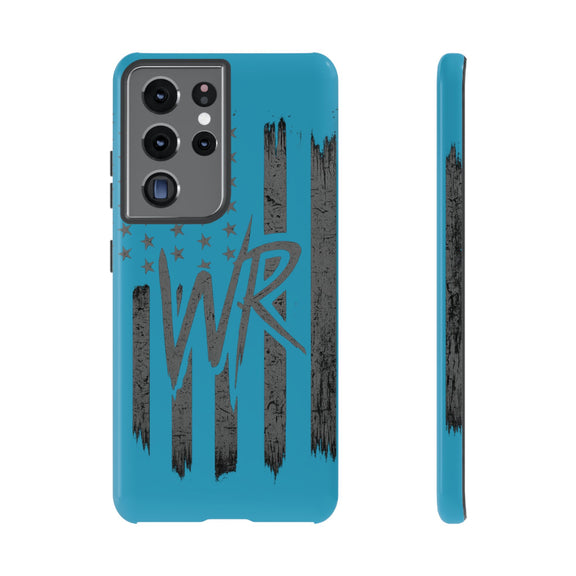 Patriotic blue 'WR' flag tough phone case by Printify featuring a durable design and vibrant flag graphics.