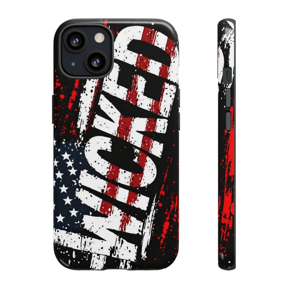 Distressed American flag phone case with "VETERAN" graphic by Printify, showcasing rugged patriotic protection design.