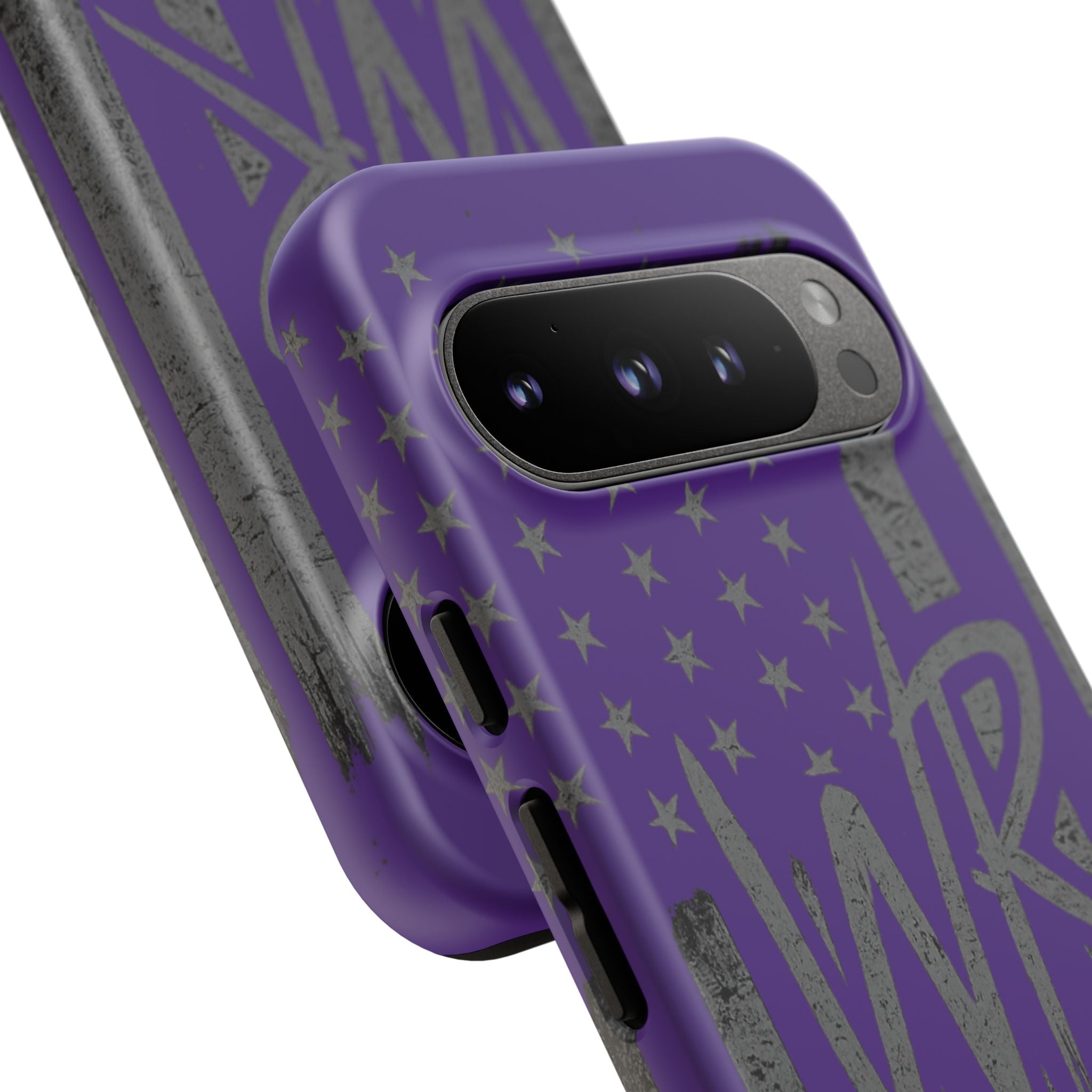 Purple 'WR' flag phone case by Printify designed for tough protection and style on smartphones.