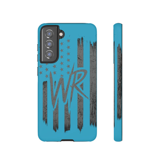 Patriotic blue 'WR' flag tough phone case by Printify, featuring a durable design with a vibrant flag pattern.