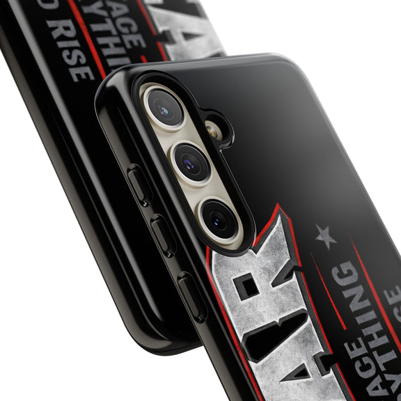 Fear Face Everything and Rise phone case by Printify, showcasing a bold design with motivational text and a sleek finish.