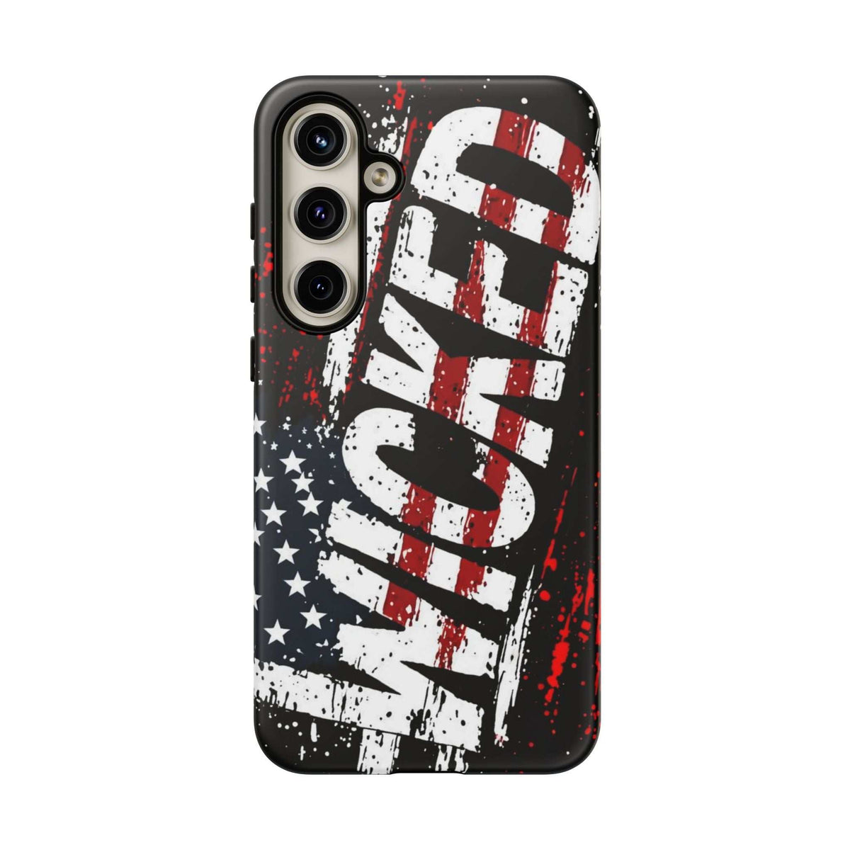 Distressed American Flag phone case with "VETERAN" graphic, showcasing rugged patriotic design by Printify.