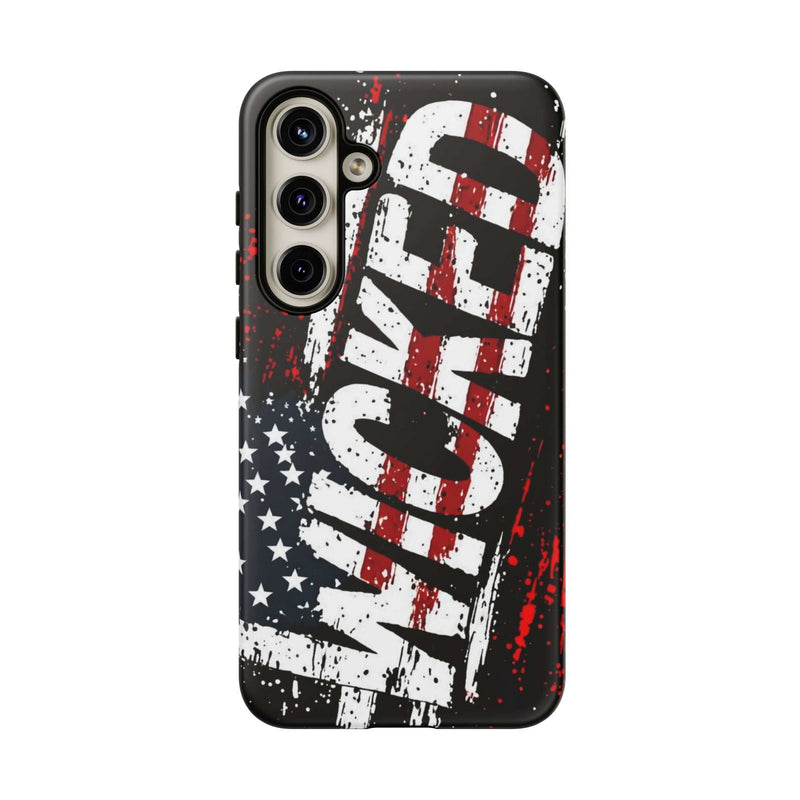 Distressed American Flag phone case with "VETERAN" graphic, showcasing rugged patriotic design by Printify.