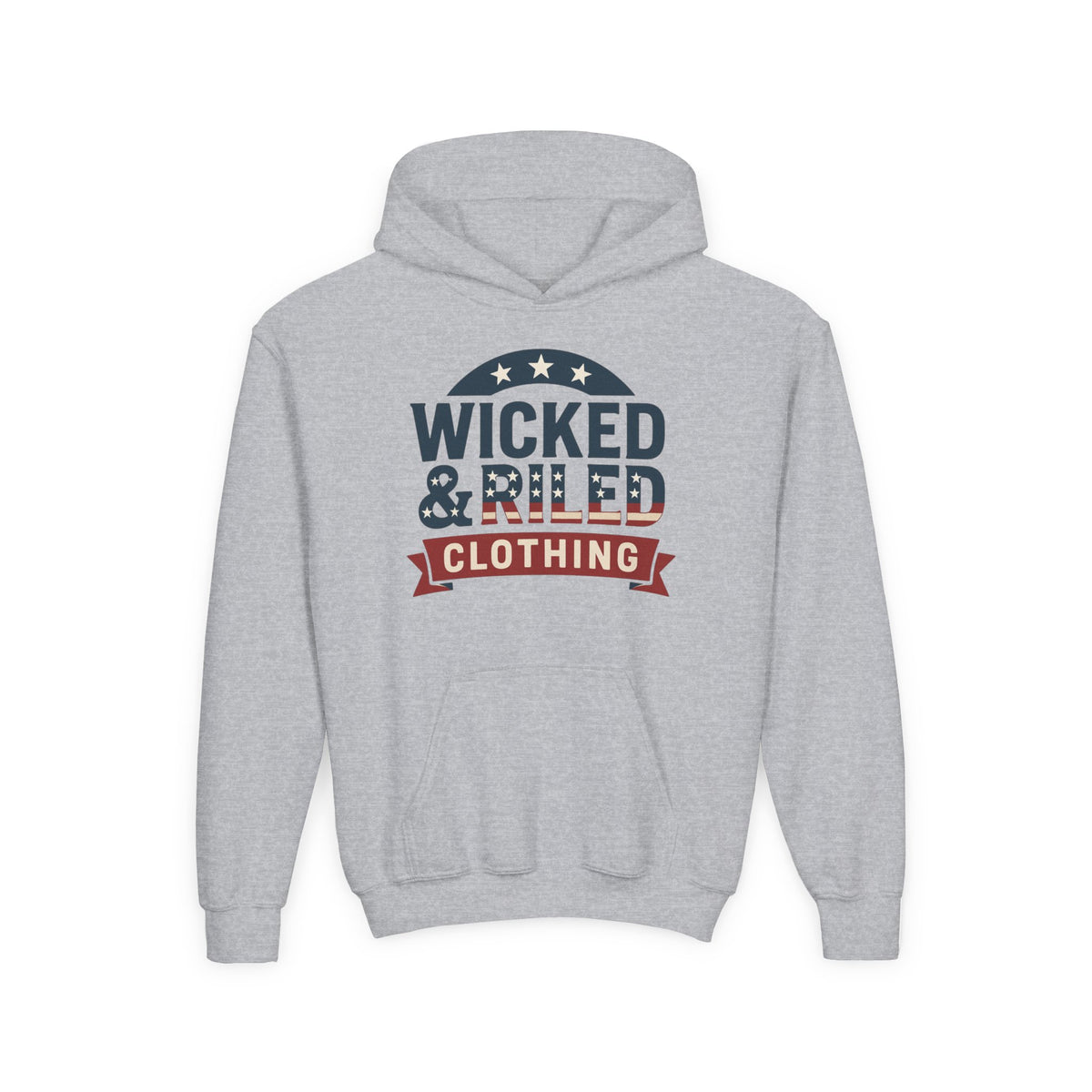 Wicked & Riled Youth Hoodie Patriotic Vintage Logo Sweatshirt - Wicked & Riled Clothing