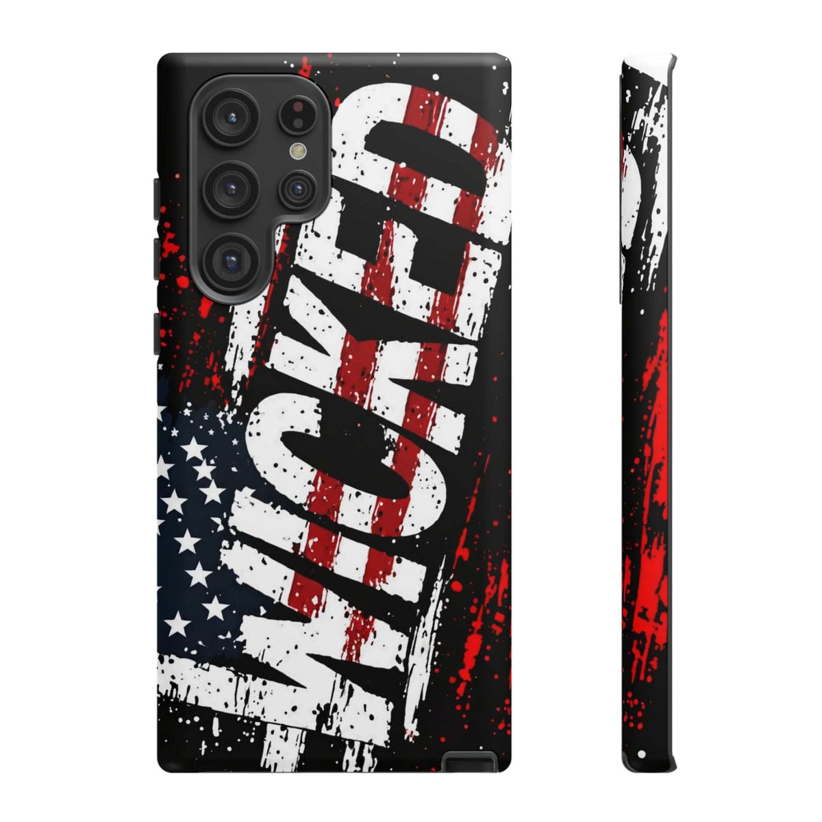 Distressed American flag phone case with "VETERAN" graphic by Printify, showcasing rugged patriotic design and protection.