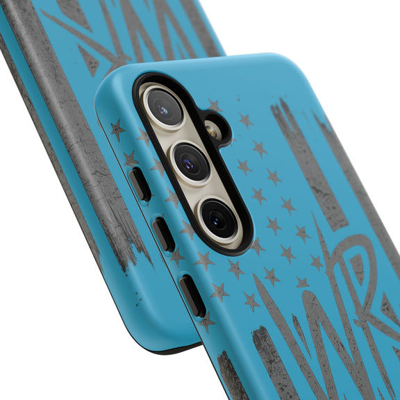 Patriotic blue 'WR' flag tough phone case by Printify with durable design and vibrant colors.