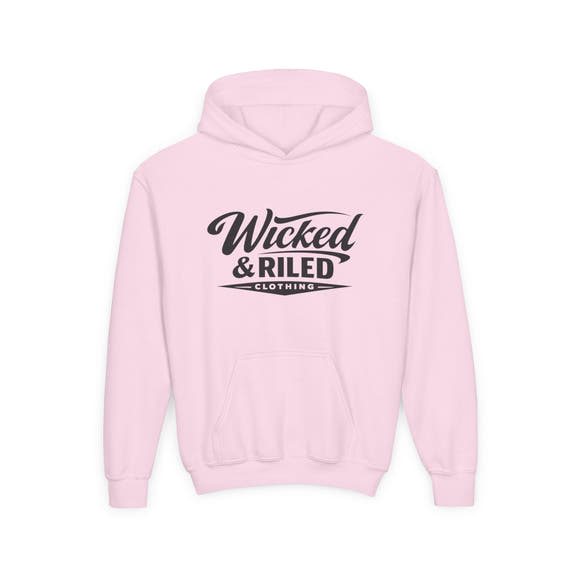 Youth Hoodie Distressed American Flag with 'WR' Front & 'Fear Face Everything And Rise' Motivational Back - Wicked & Riled Clothing