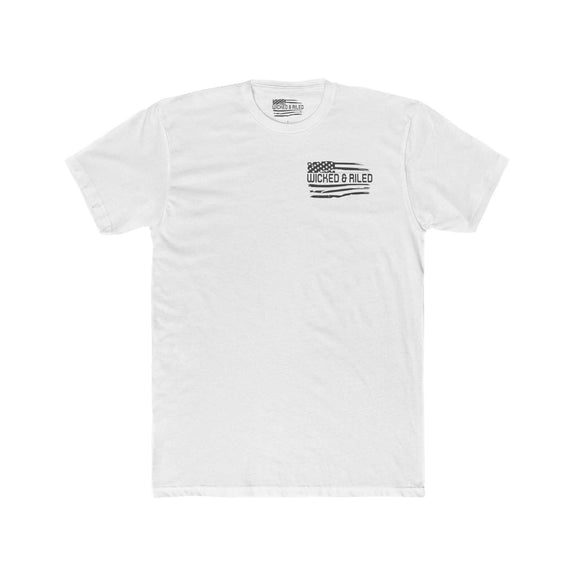 Bold graphic design on a Wicked & Riled T-Shirt by Printify, showcasing a stylish and simple flag motif.