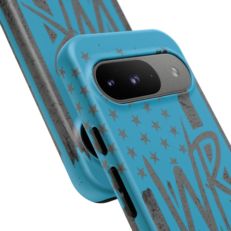 Patriotic blue 'WR' flag tough phone case by Printify, featuring a durable design and vibrant colors.