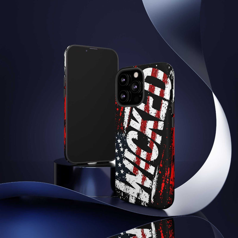 Distressed American flag phone case featuring "VETERAN" graphic by Printify, designed for rugged patriotic protection.