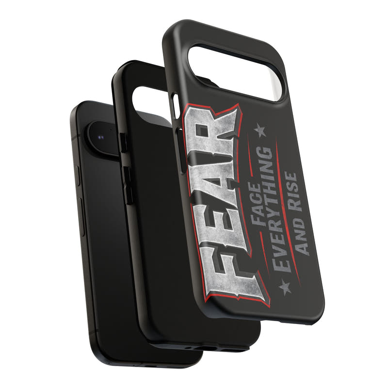 Fear Face Everything and Rise phone case by Printify featuring a bold, motivational design on a sleek background.