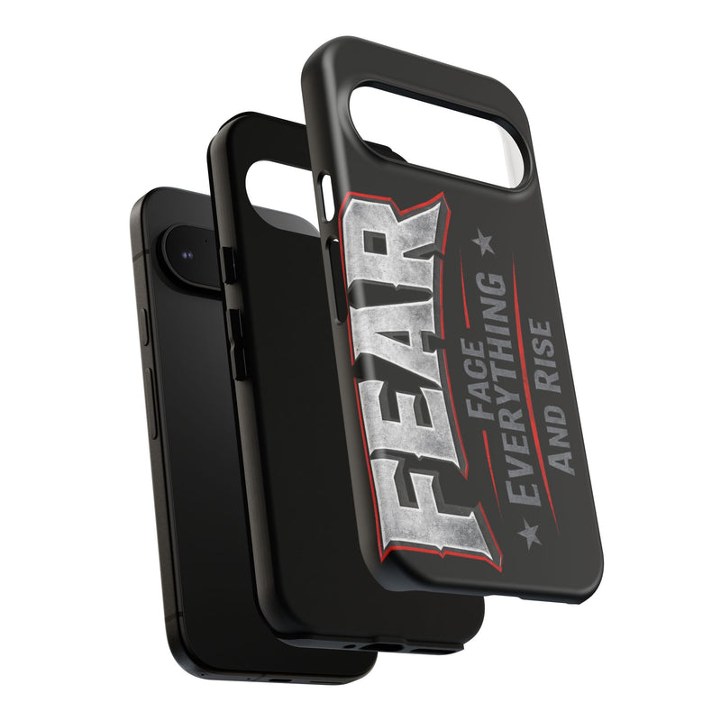 Fear Face Everything and Rise phone case by Printify featuring a bold, motivational design on a sleek background.