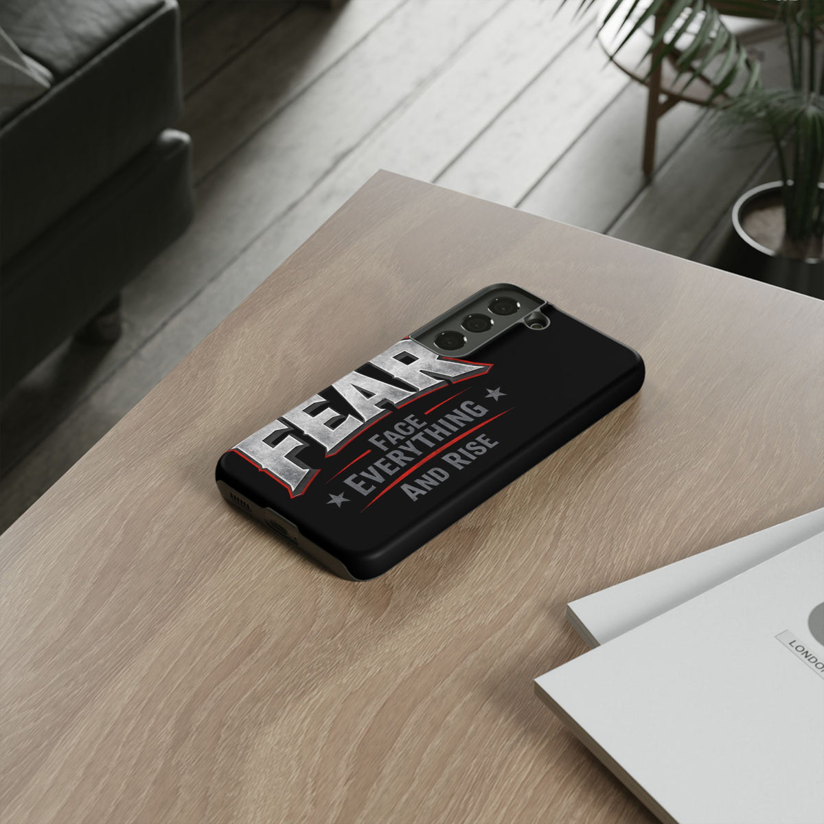 Fear Face Everything and Rise phone case by Printify, featuring a bold design and durable protection for smartphones.