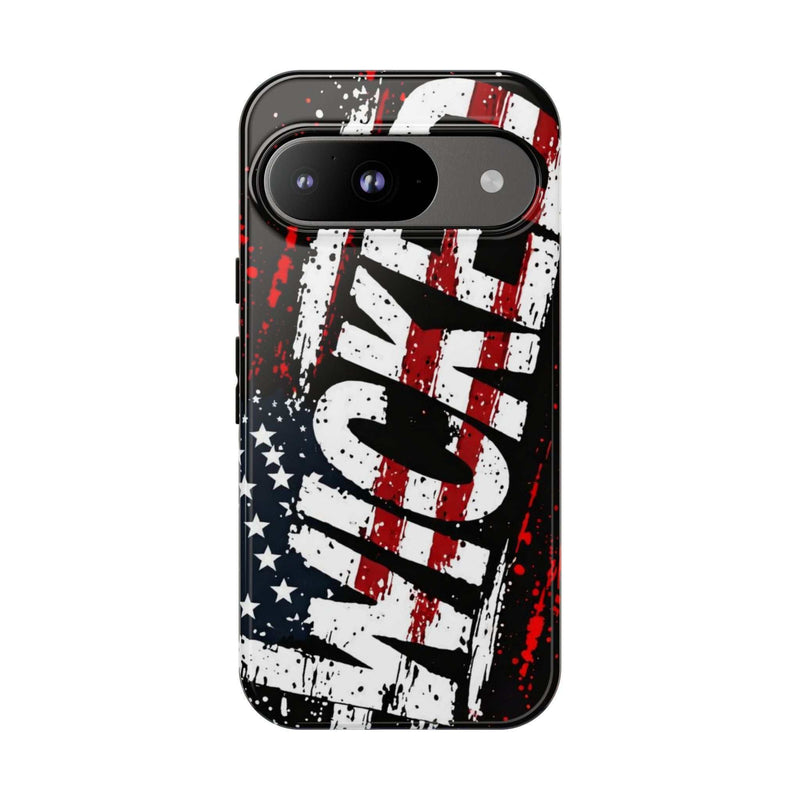 Distressed American flag phone case featuring "VETERAN" graphic by Printify, designed for rugged patriotic protection.