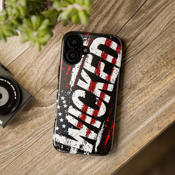 Rugged phone case featuring a distressed American flag and "VETERAN" graphic by Printify.