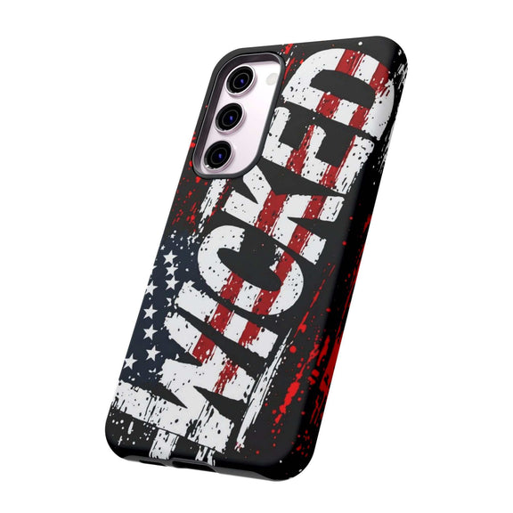 Distressed American flag phone case with "VETERAN" graphic by Printify, showcasing rugged patriotic design and protection.