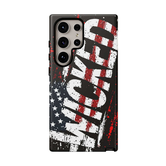 Distressed American flag phone case featuring "VETERAN" graphic by Printify, showcasing rugged patriotic design.