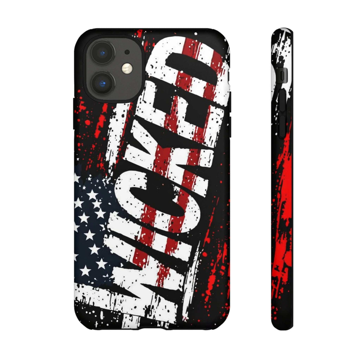 Distressed American flag phone case featuring "VETERAN" graphic by Printify for rugged patriotic protection.