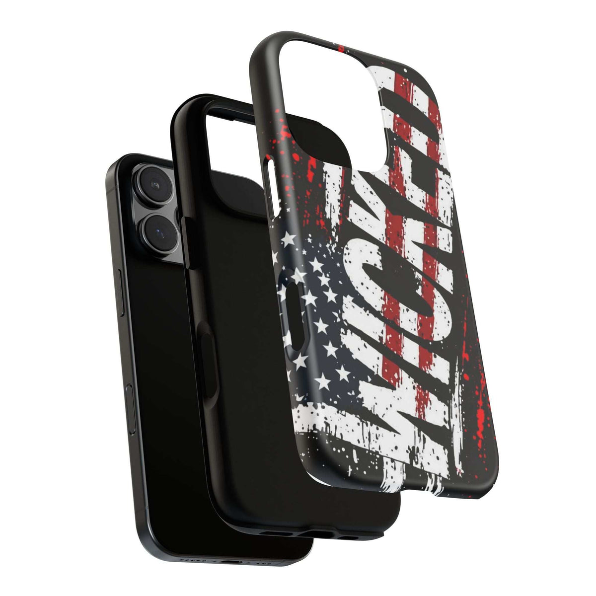 Distressed American Flag phone case featuring "VETERAN" graphic by Printify, showcasing rugged patriotic design.